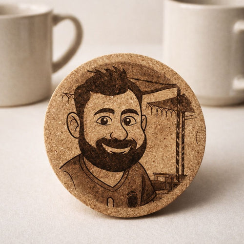 Personalised Cartoon Cork Trivet or Coaster